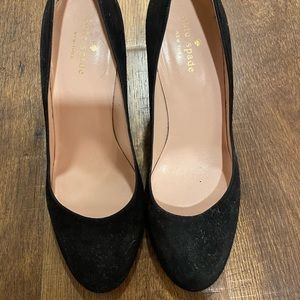 Kate Spade black glitter block heels